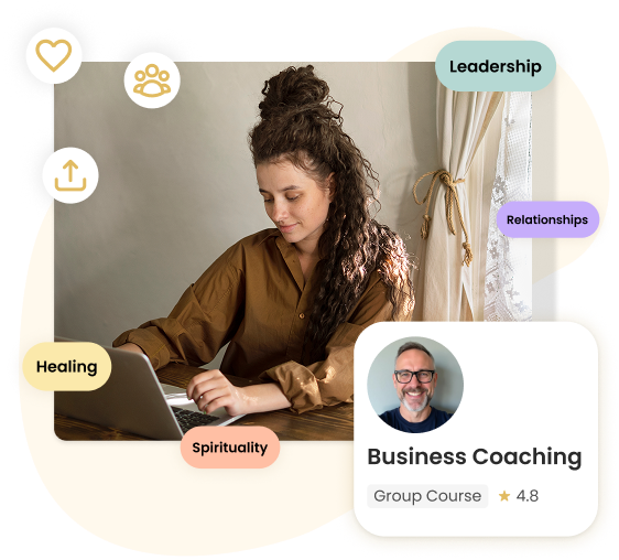 A coach listing a business coaching group course in the Cohere Marketplace