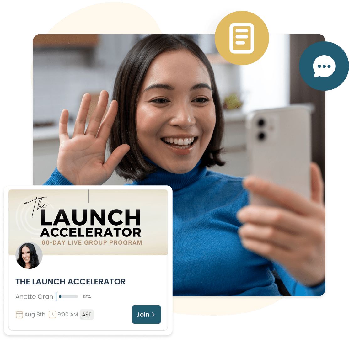 A client joining a live Cohere session from a phone with an upcoming session card