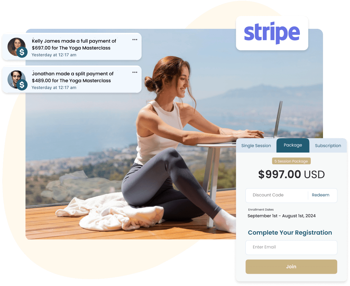 Stripe powered payment notifications and a package pricing checkout in Cohere