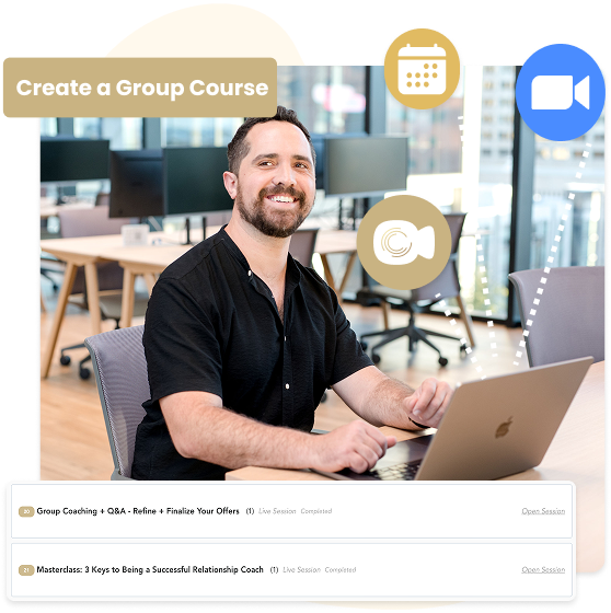 Cohere group course builder with live sessions and video integration