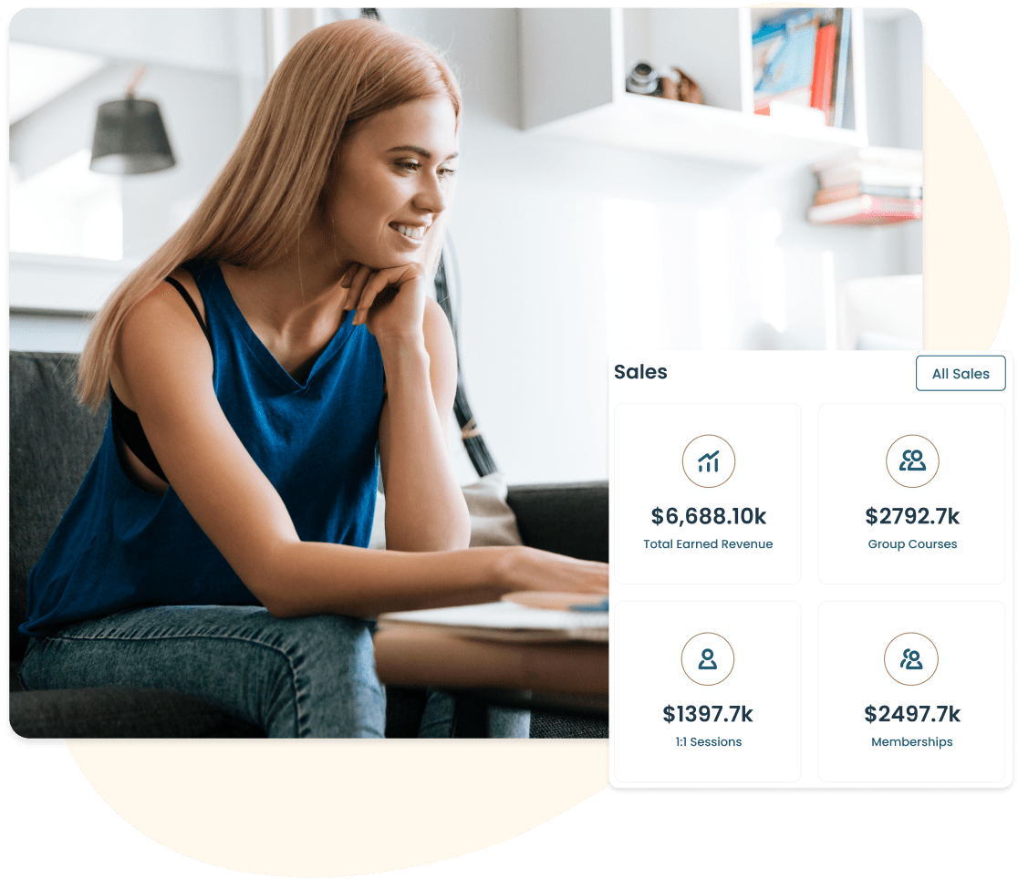 A coach reviewing membership revenue in the Cohere sales dashboard