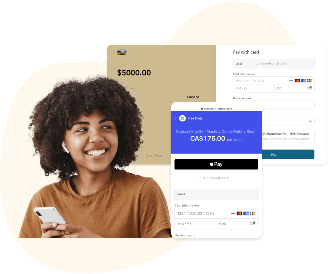 A client completing a branded Cohere checkout on desktop and mobile