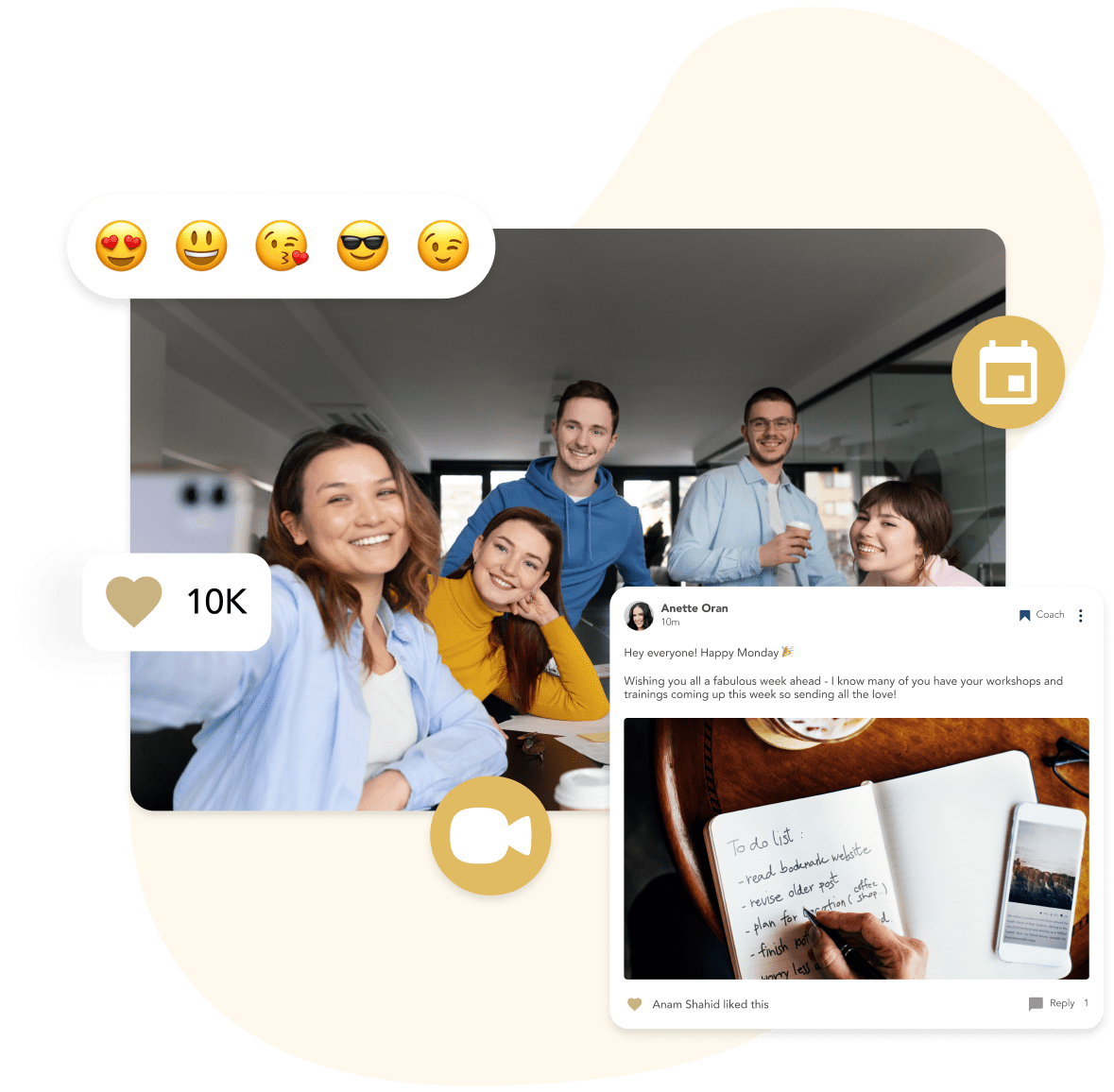 A Cohere community post with reactions, video, and member engagement